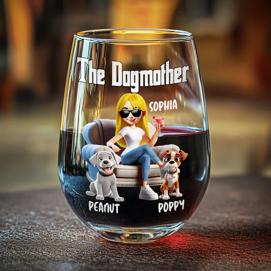Die Katzenmutter/ Der Katzenvater/ Die Hundemutter/ - Personalisiertes Weinglas mit Hundemotiv