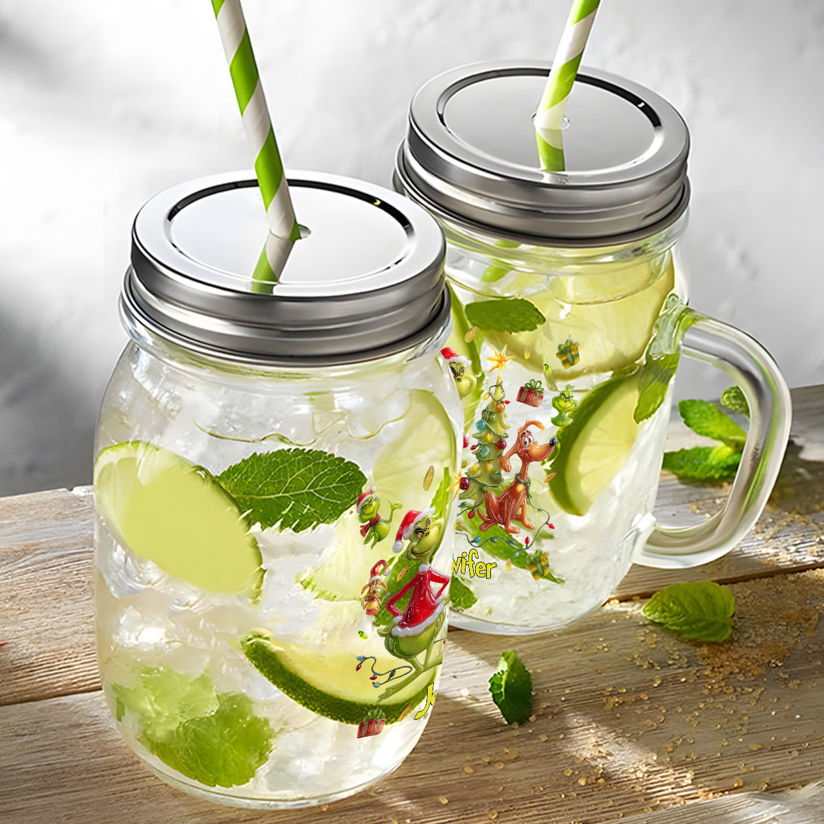 Joyeux Noël Vert - Étole de Noël personnalisée pour bocal Mason