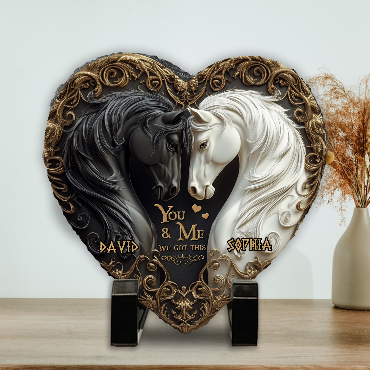 You & Me We Got This - Personalized Horse Heart Shaped Stone