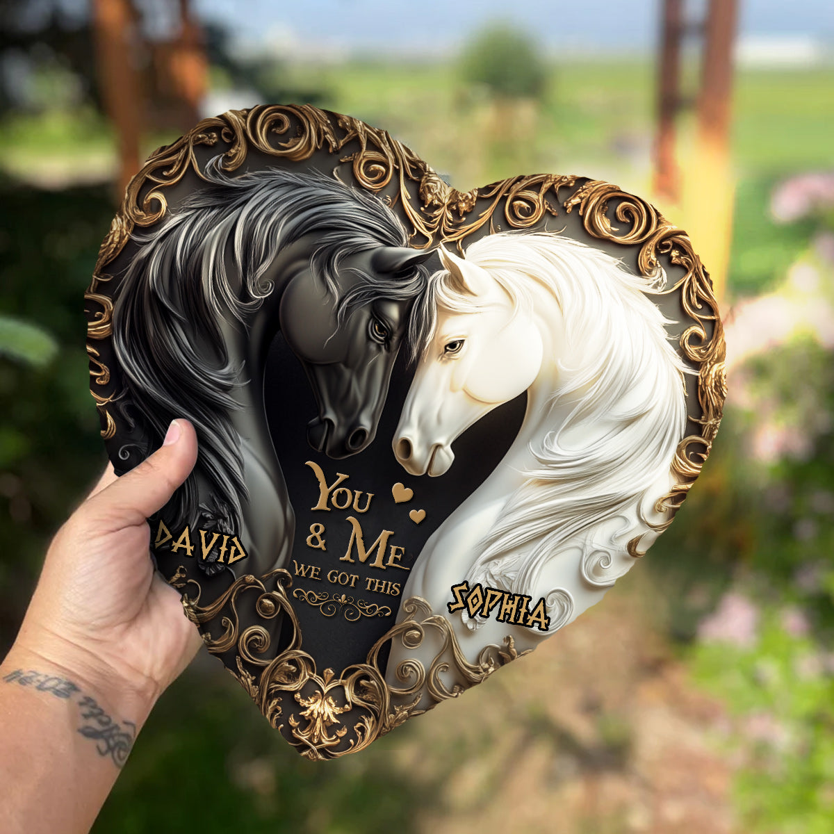 You & Me We Got This - Personalized Horse Heart Shaped Stone