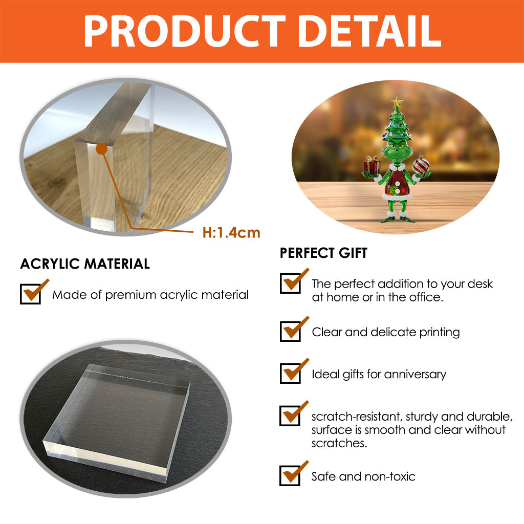 Green Monster - Étole de Noël personnalisée avec n'importe quel nom - Plaque acrylique sur mesure