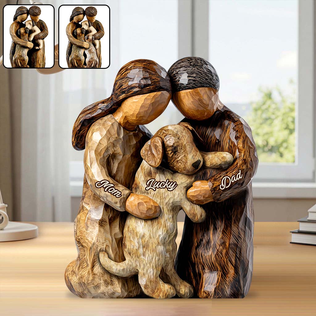 Toi, moi et le chien - Plaque acrylique personnalisée en forme de chien