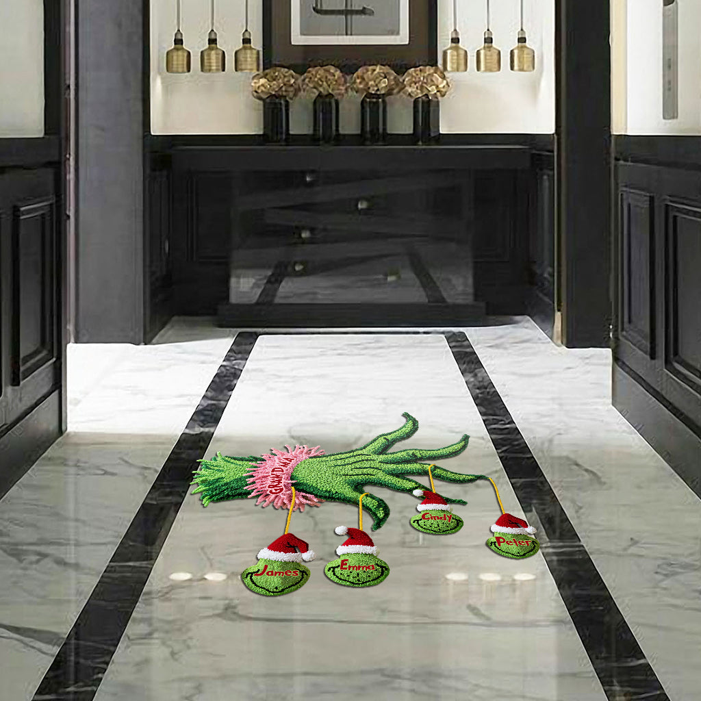 Noël en famille - Paillasson/tapis de porte personnalisé en forme d'étole de Noël