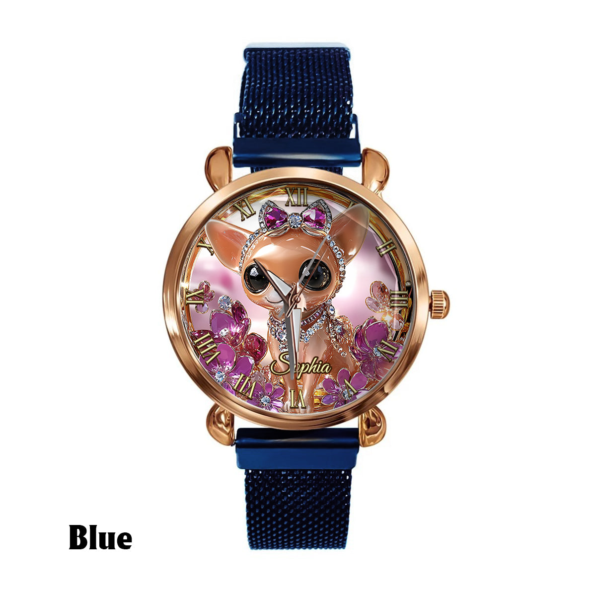 Ich liebe meinen Chihuahua – personalisierte Damen-Handuhr mit Hundemotiv 
