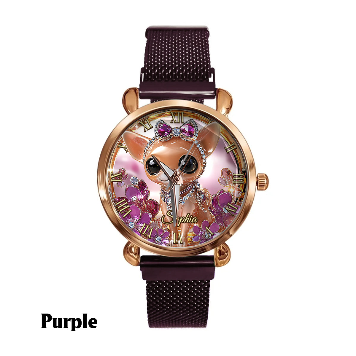Ich liebe meinen Chihuahua – personalisierte Damen-Handuhr mit Hundemotiv 