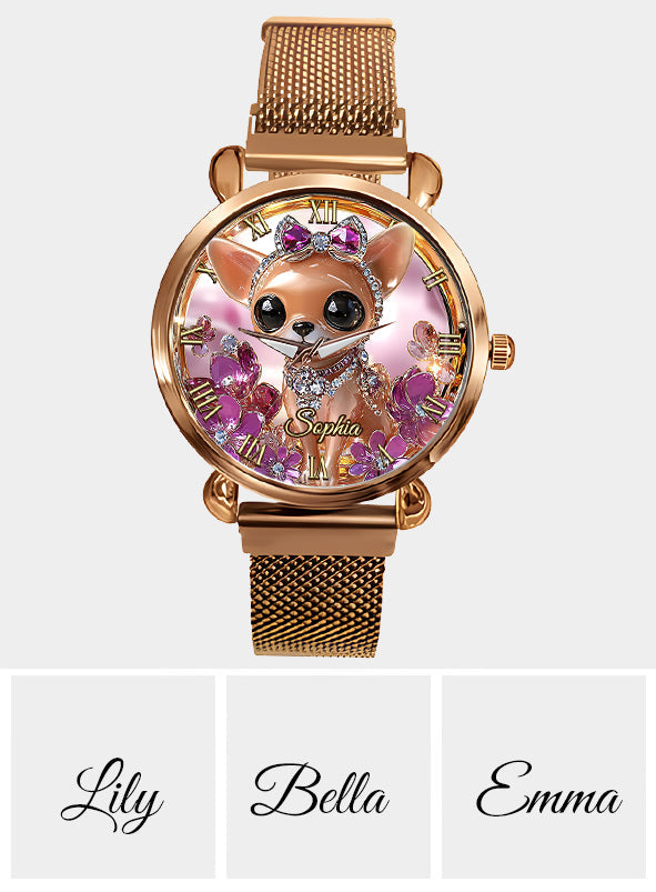 Ich liebe meinen Chihuahua – personalisierte Damen-Handuhr mit Hundemotiv 