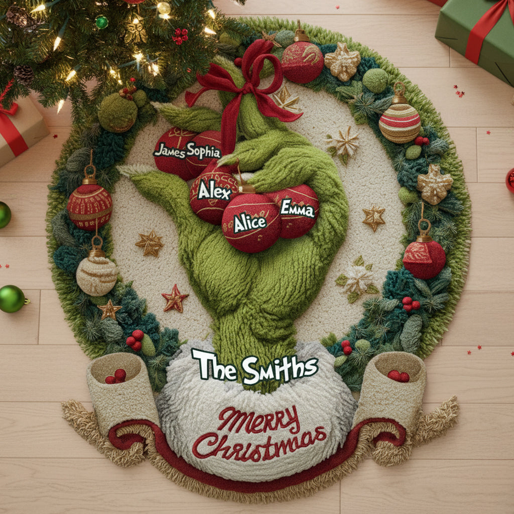 Merry Greenmas - Personalized Stole Christmas Non-Slip Tufted Rug
