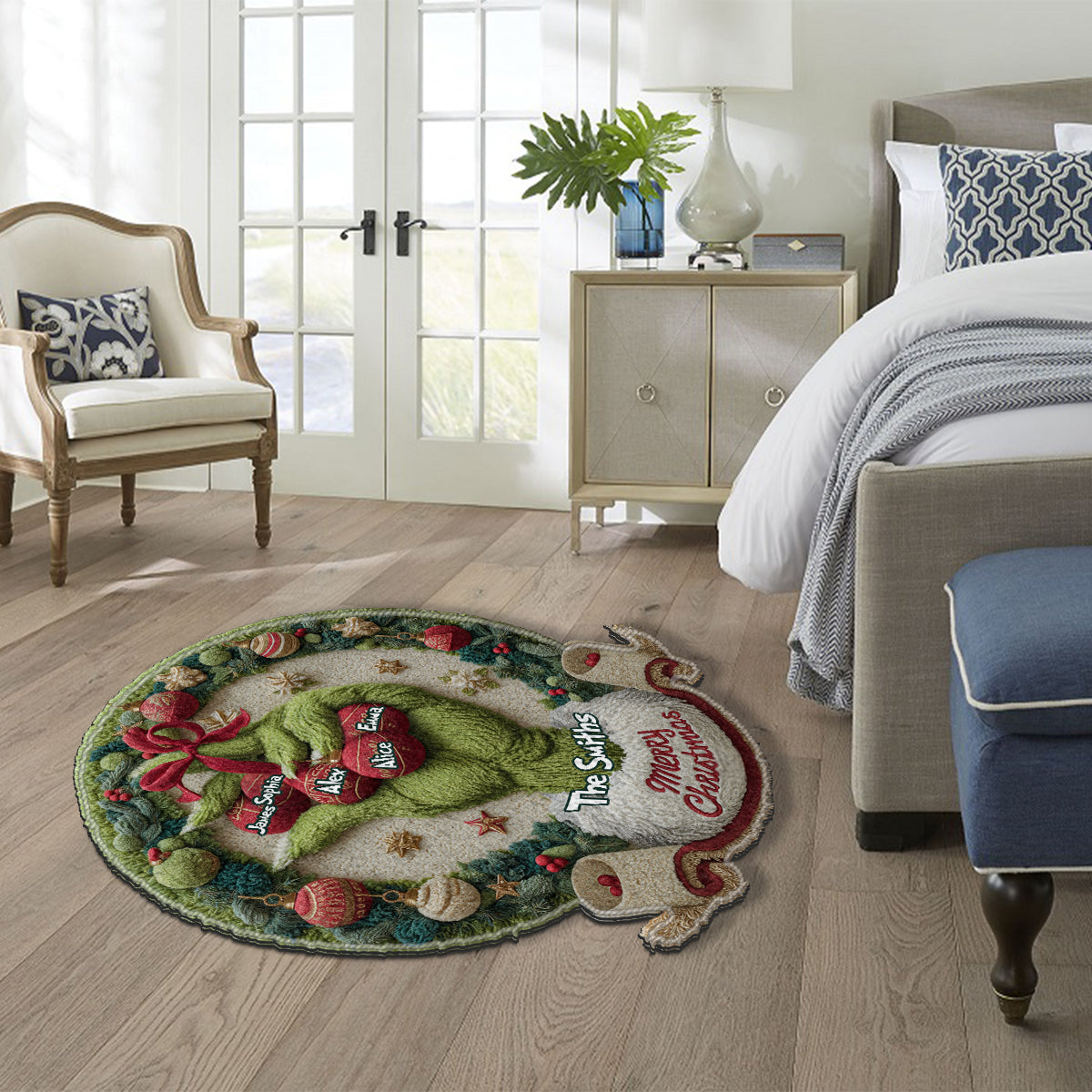 Merry Greenmas - Personalized Stole Christmas Non-Slip Tufted Rug