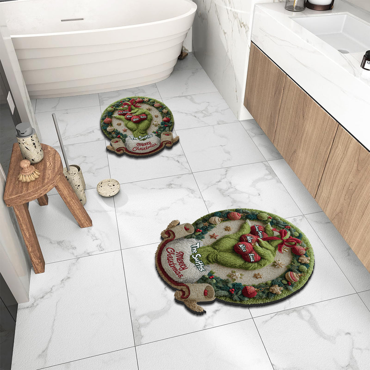 Merry Greenmas - Personalized Stole Christmas Non-Slip Tufted Rug