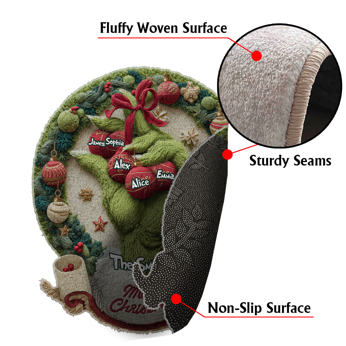 Merry Greenmas - Personalized Stole Christmas Non-Slip Tufted Rug