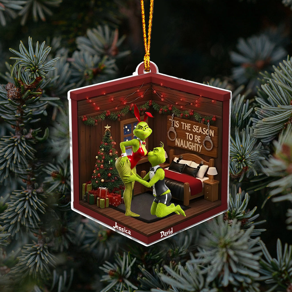 Couple coquin vert - Ornement de Noël personnalisé en forme d'étole