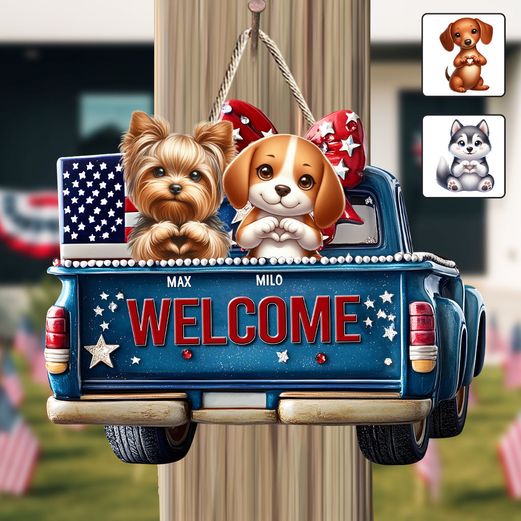 Willkommen – Personalisiertes Holzschild in Hundeform