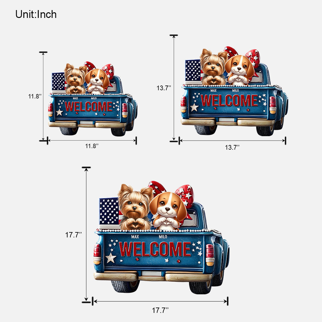 Willkommen – Personalisiertes Holzschild in Hundeform