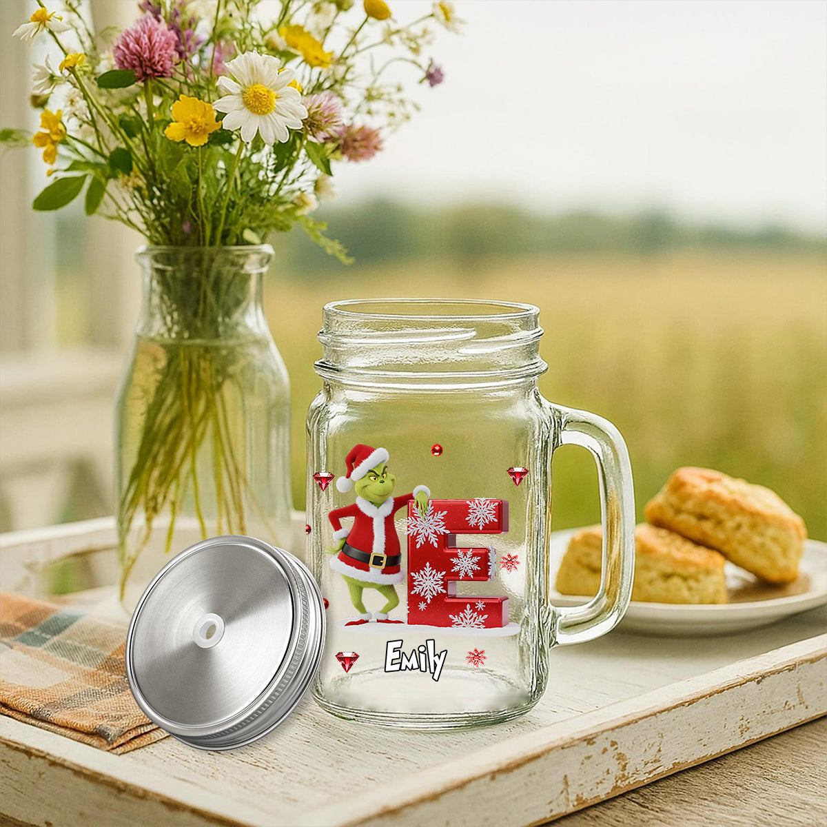 Cadeau humoristique avec initiales - Bol Mason personnalisé « Étole de Noël »