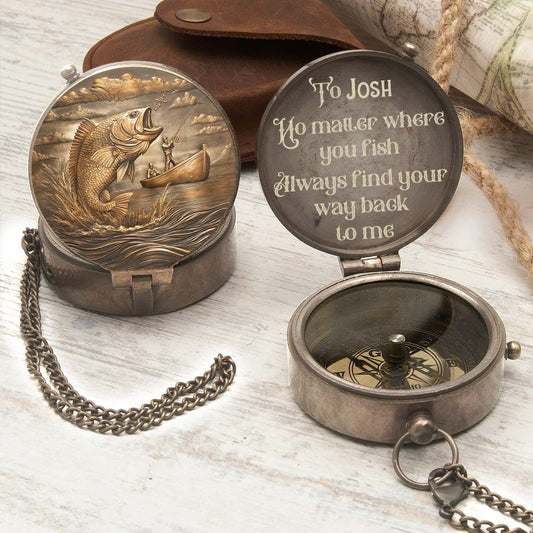 Geschenk für Angler-Ehemann, Sohn, Vater... - Personalisierter Angelkompass