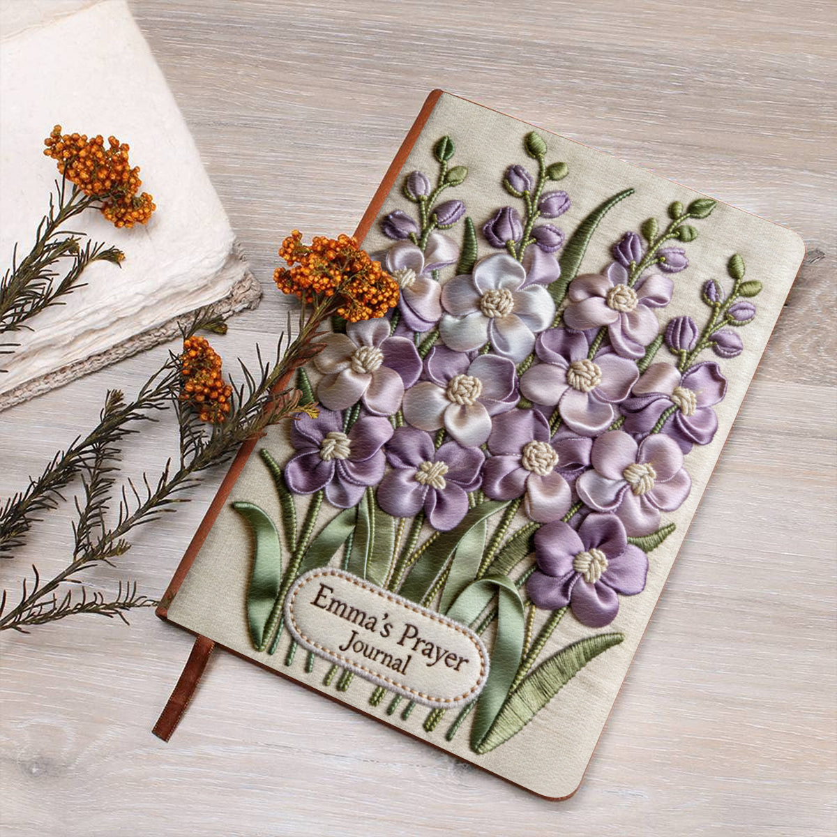 Personalisierte Geburtsblume & Name – Individuelles christliches Lederjournal