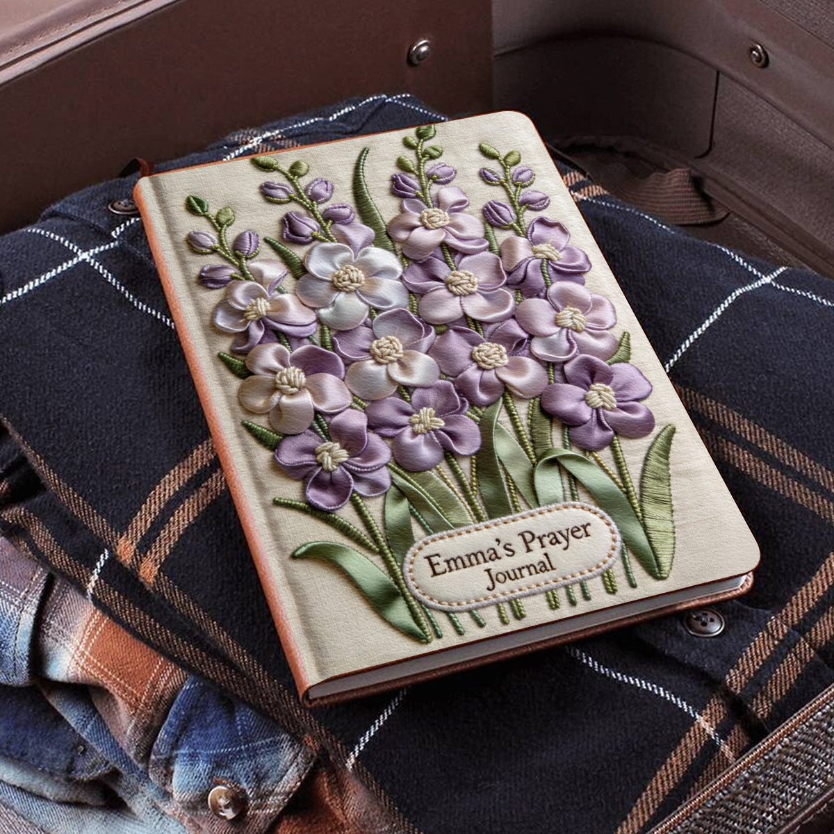 Personalisierte Geburtsblume & Name – Individuelles christliches Lederjournal