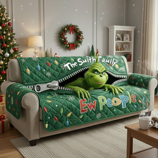 Ew People – Personalisierter, gesteppter Sofa-/Couchbezug mit Weihnachtsstola