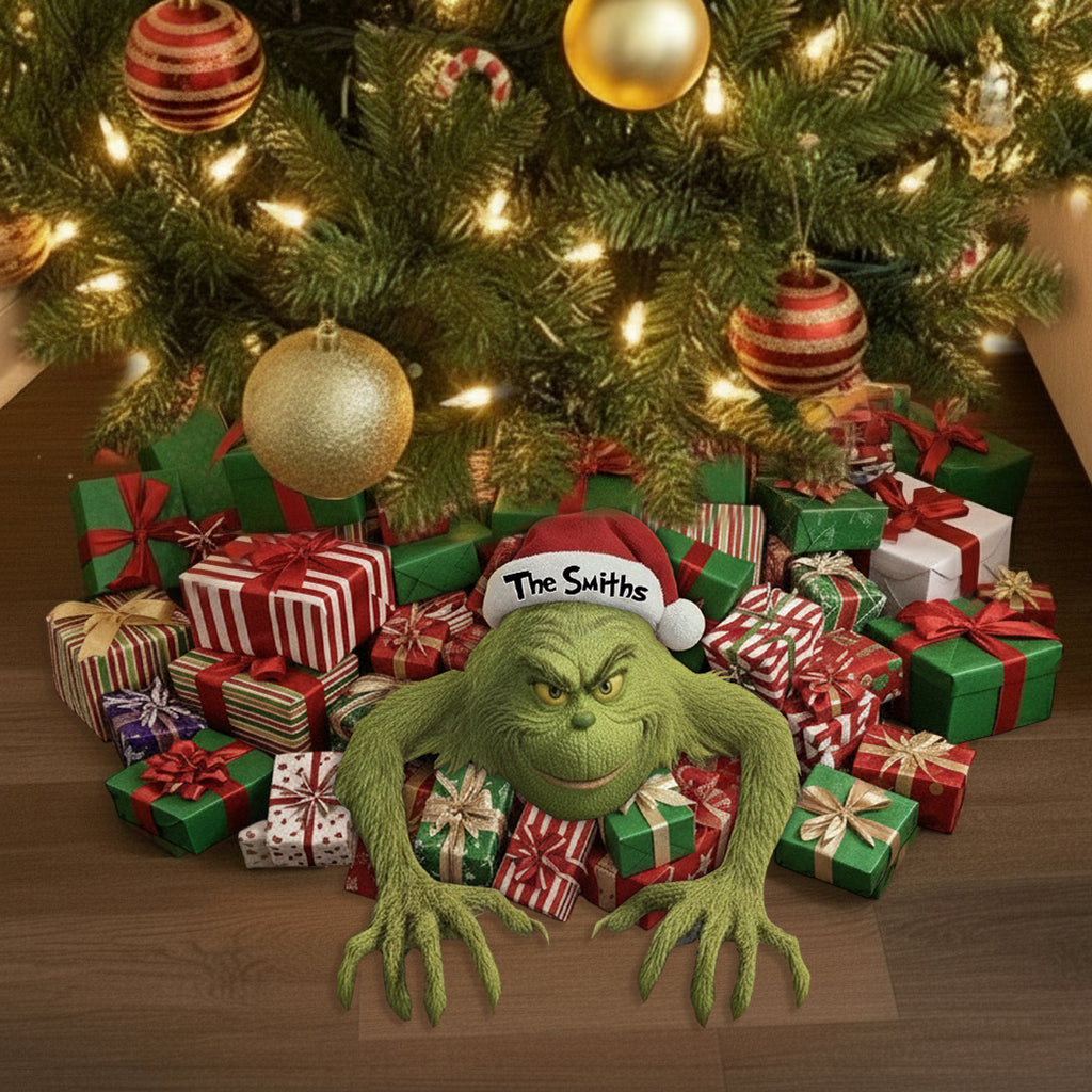 Jupe de sapin de Noël personnalisée Green Mischief Naughty - Étole