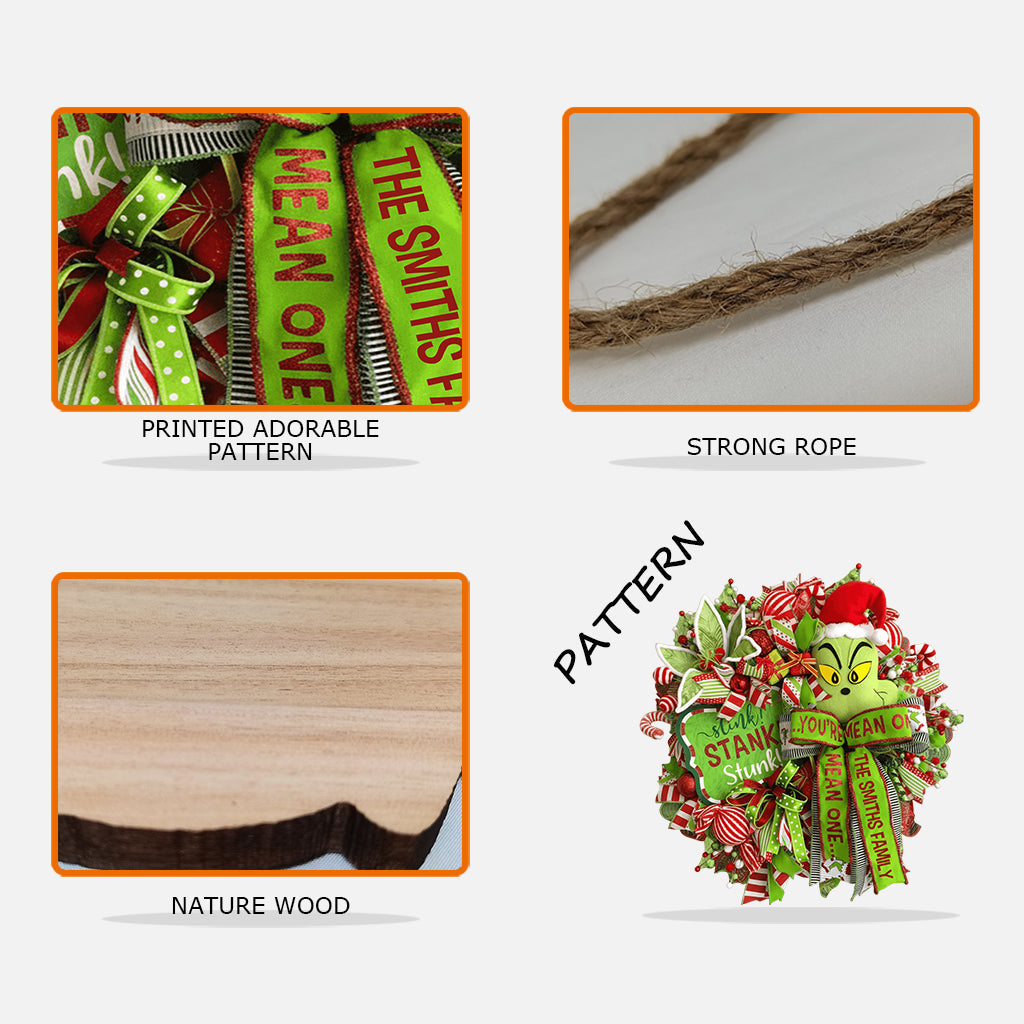 Stink Stank Stunk Green Mischief Naughty Monster - Personalisiertes Schild aus Holz in individueller Form, das Weihnachten ausstellt