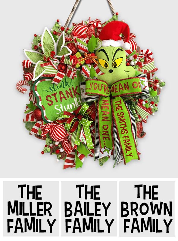 Stink Stank Stunk Green Mischief Naughty Monster - Personalisiertes Schild aus Holz in individueller Form, das Weihnachten ausstellt
