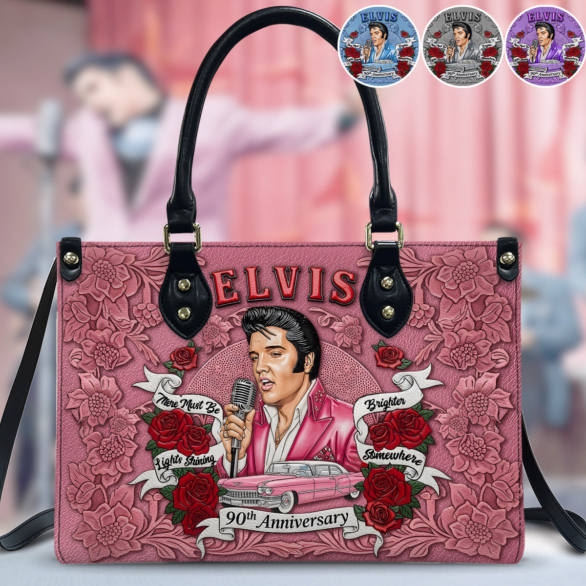Il doit y avoir des lumières qui brillent plus fort quelque part - Sac à main en cuir personnalisé Roi du Rock and Roll