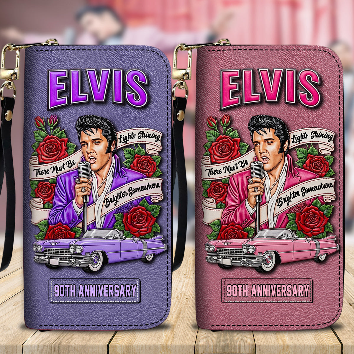 Irgendwo muss es doch ein helleres Licht geben – Personalisierte King of Rock and Roll Ledergeldbörse