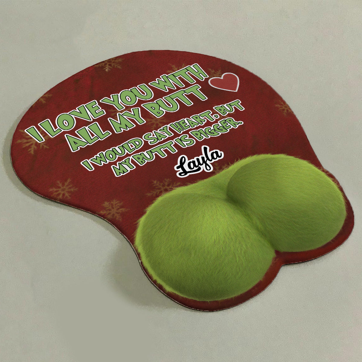 Je t'aime de tout mon cœur - Cadeau de Noël idéal pour lui - Tapis de souris 3D personnalisé avec étole de Noël