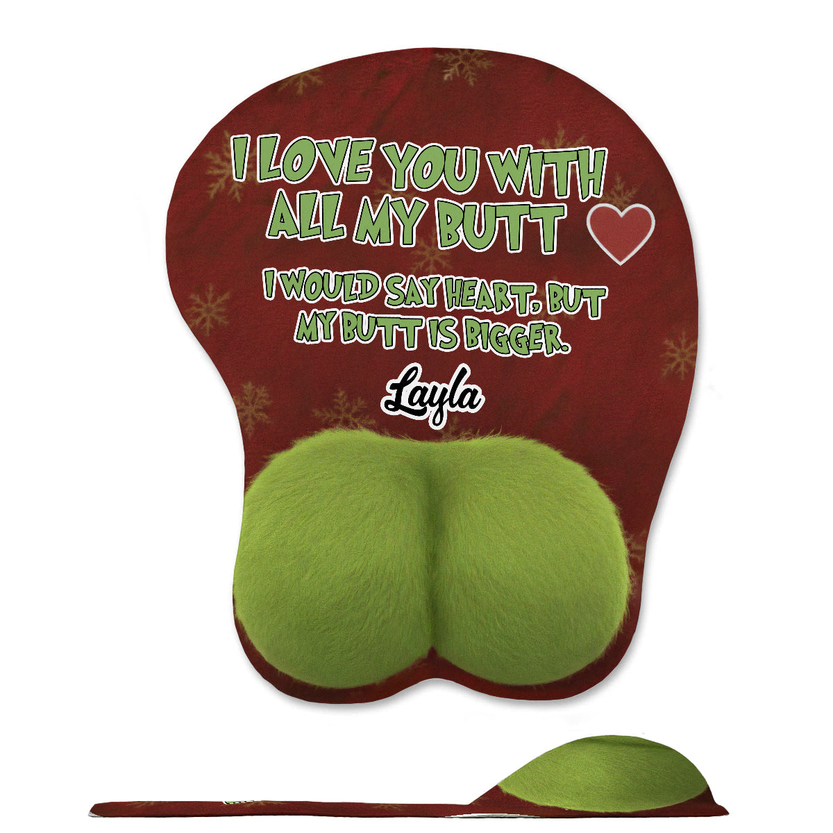 Je t'aime de tout mon cœur - Cadeau de Noël idéal pour lui - Tapis de souris 3D personnalisé avec étole de Noël