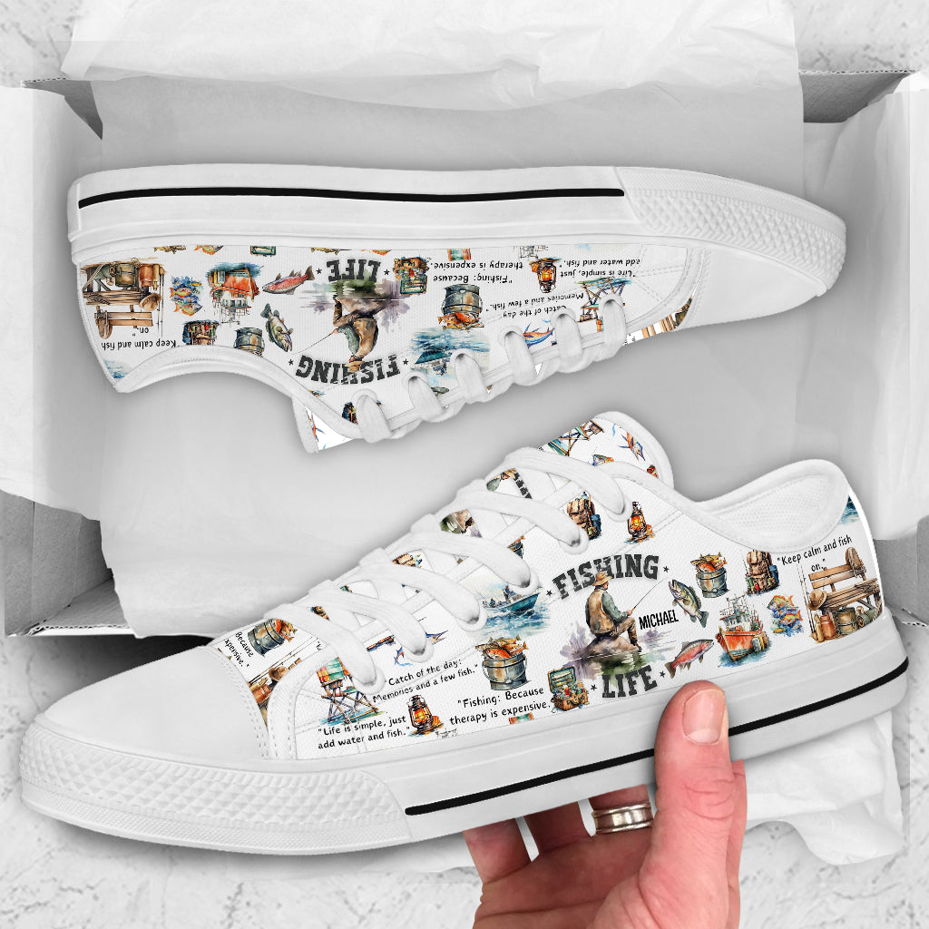 Liebe zum Angeln – personalisierte Angelschuhe (niedriger Schaft)