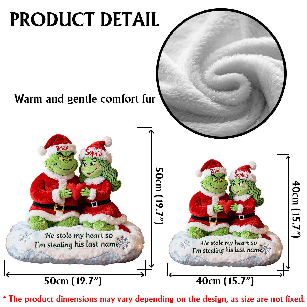 Er hat mein Herz gestohlen – Personalisiertes Kissen in Form einer Weihnachtsstola aus Kunstfell