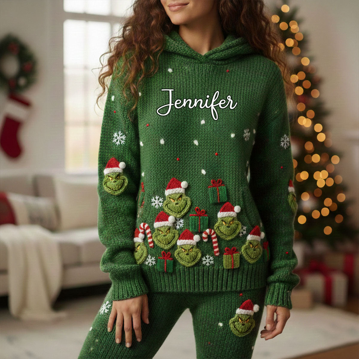 Green Mischief Naughty Christmas - Personalized Stole Christmas Hoodie and Leggings