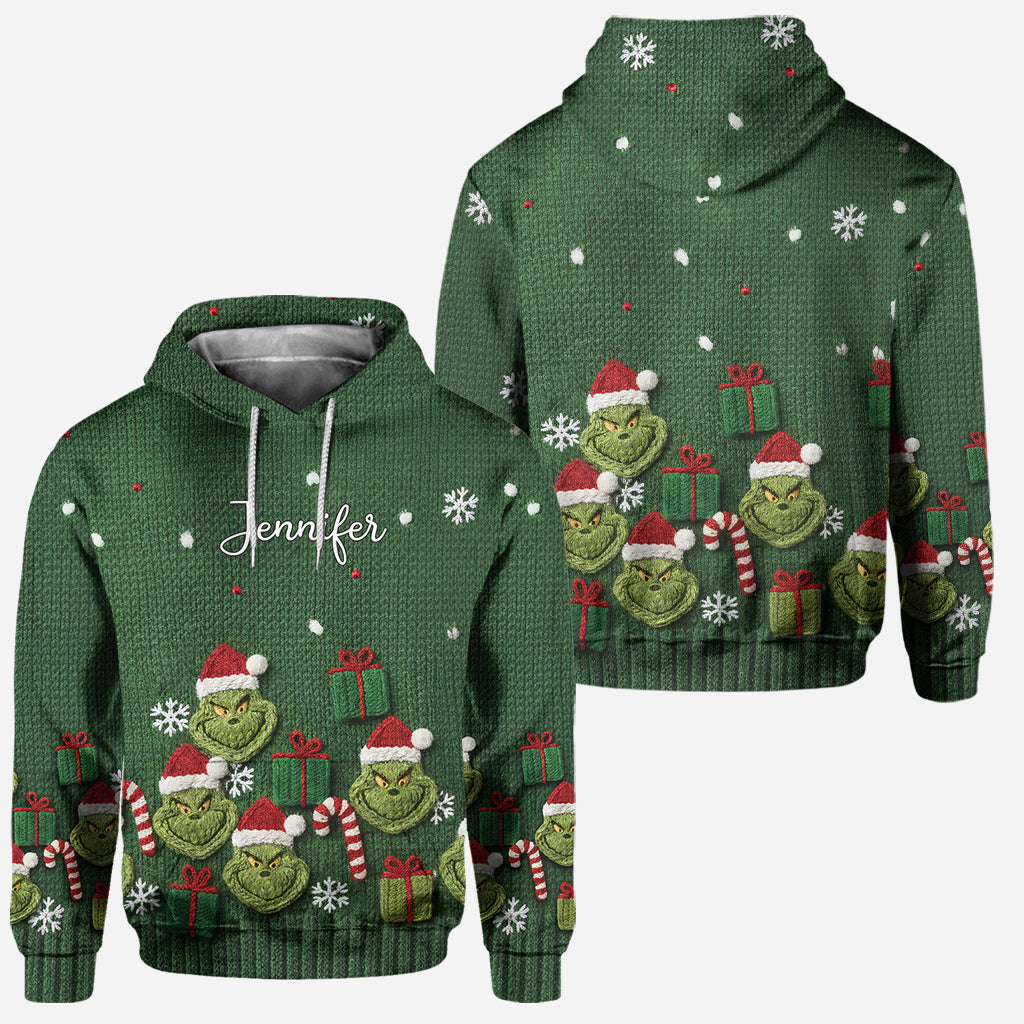 Green Mischief Naughty Christmas - Personalized Stole Christmas Hoodie and Leggings