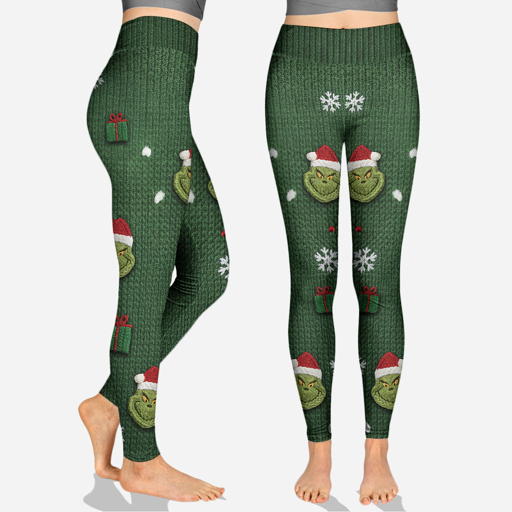 Green Mischief Naughty Christmas - Personalized Stole Christmas Hoodie and Leggings