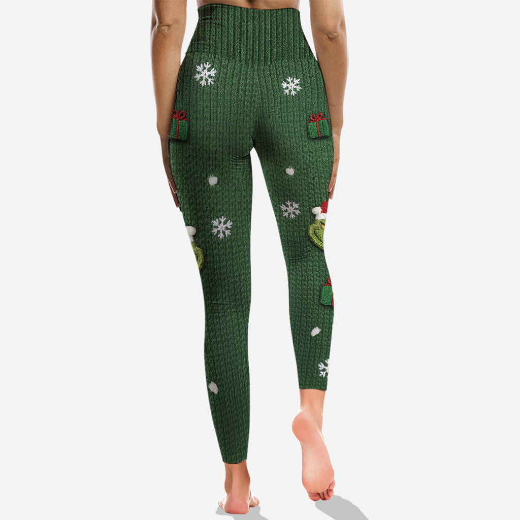 Green Mischief Naughty Christmas - Personalized Stole Christmas Hoodie and Leggings