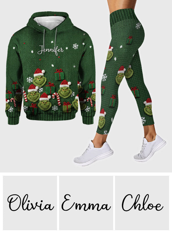 Green Mischief Naughty Christmas - Personalized Stole Christmas Hoodie and Leggings