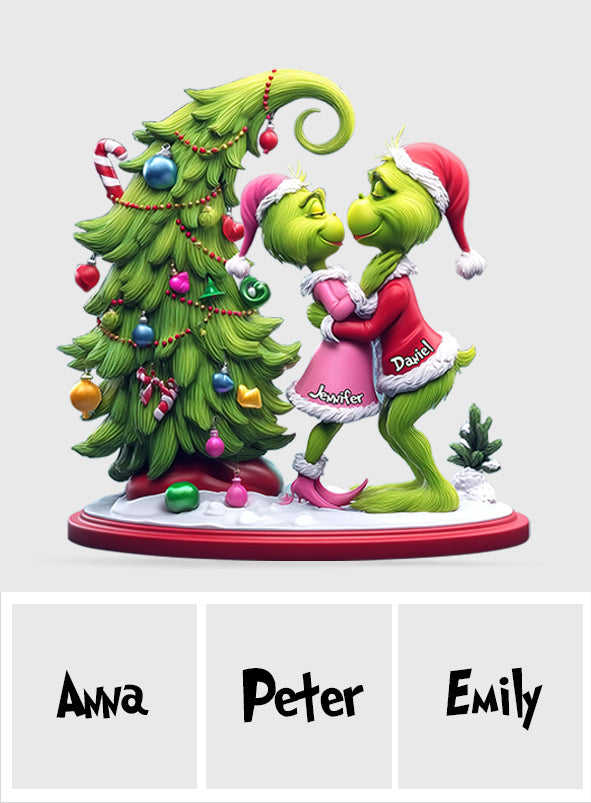Couple Joyeux Grinchmas - Étole de Noël personnalisée sur plaque acrylique en forme personnalisée