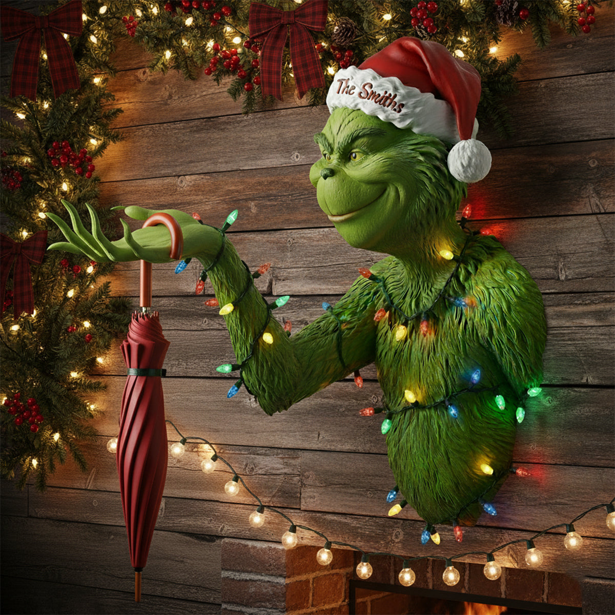 Merry Grinchmas - Personalized Stole Christmas Shaped Hanging Organizer