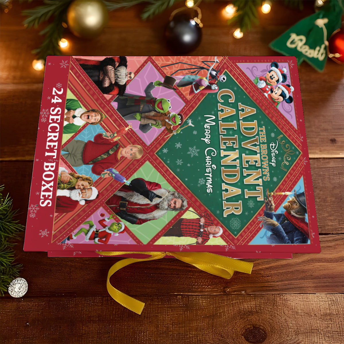 Weihnachtsfilm-Adventskalender – Personalisierter, gefalteter Weihnachts-Adventskalender mit Ornamenten
