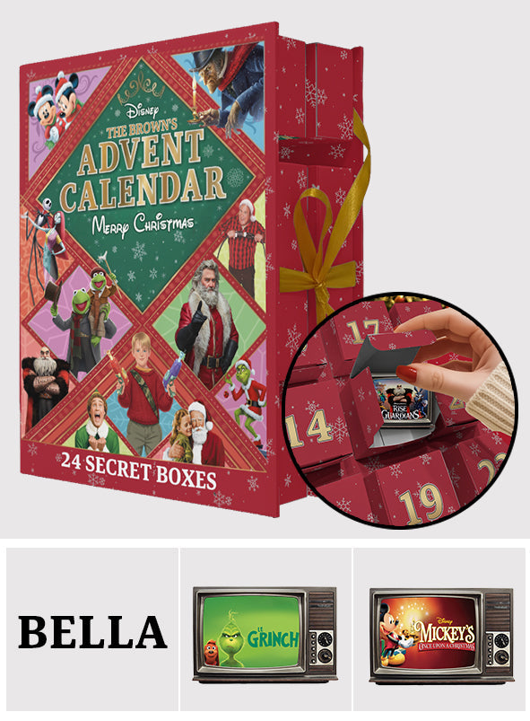 Weihnachtsfilm-Adventskalender – Personalisierter, gefalteter Weihnachts-Adventskalender mit Ornamenten