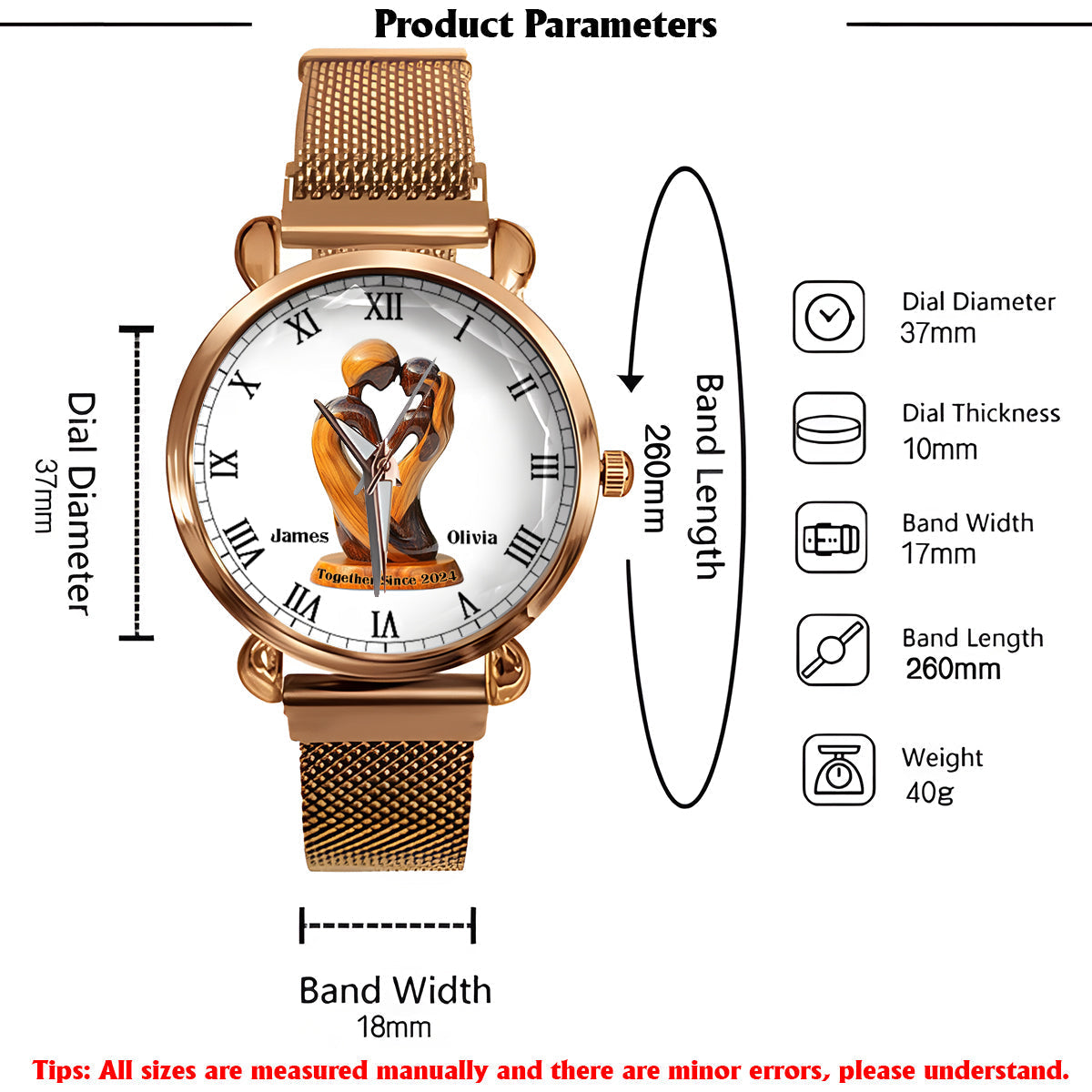 Toi et moi, on gère ça - Montre-bracelet personnalisée pour couple de femmes 