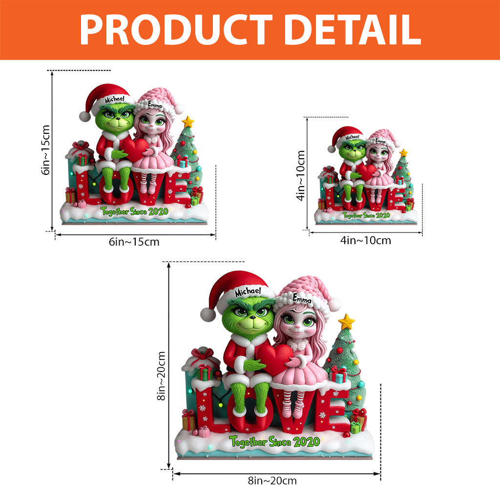 Cadeau pour couple Joyeux Grinchmas - Étole de Noël personnalisée sur plaque acrylique en forme personnalisée