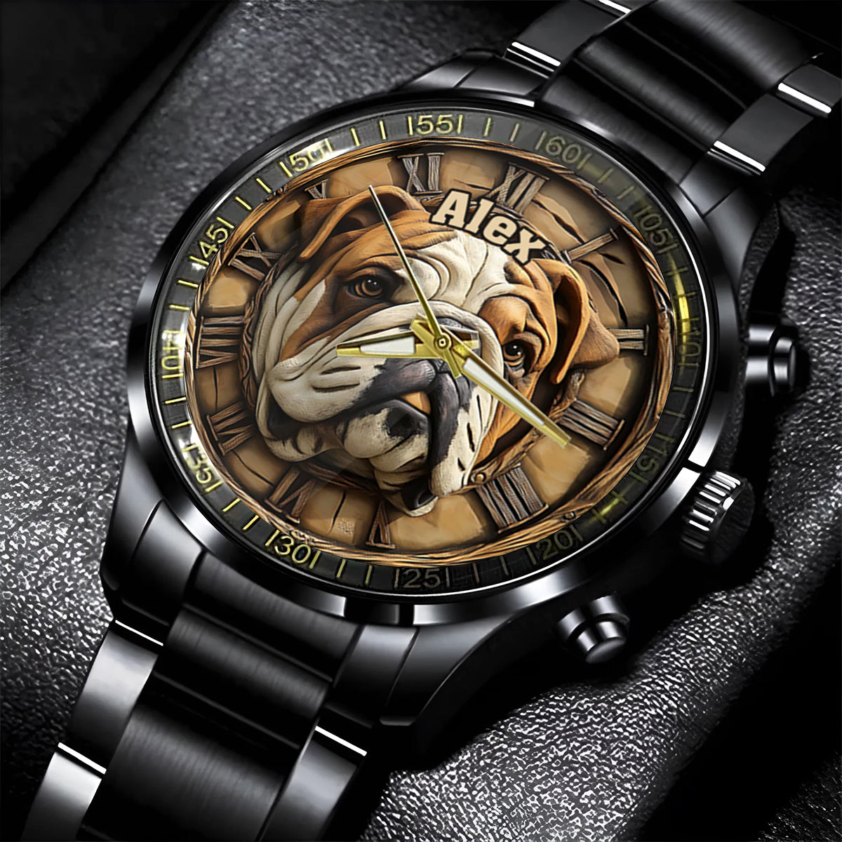 Brave Bulldog - Personalisierte Hunde-Handuhr