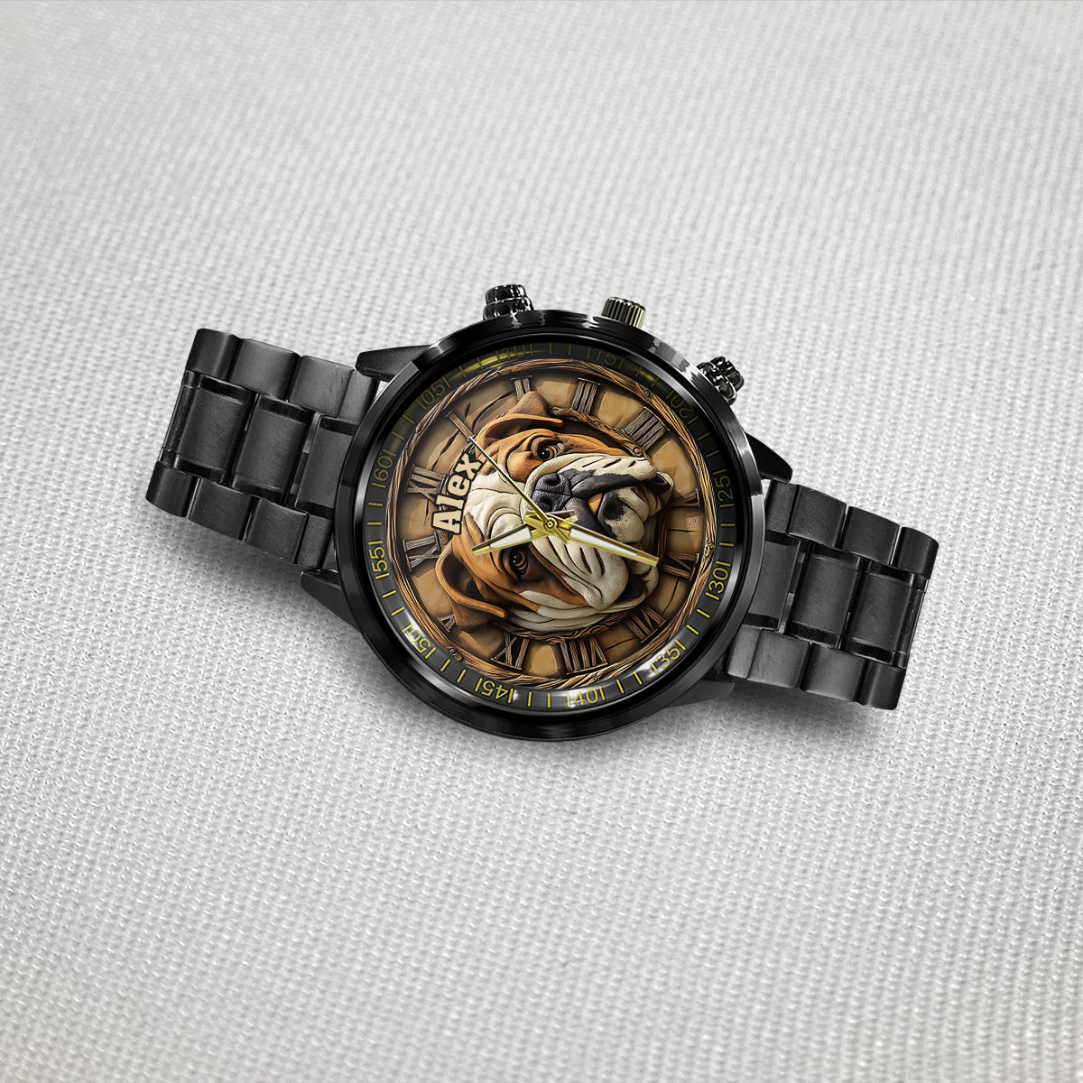 Brave Bulldog - Personalisierte Hunde-Handuhr