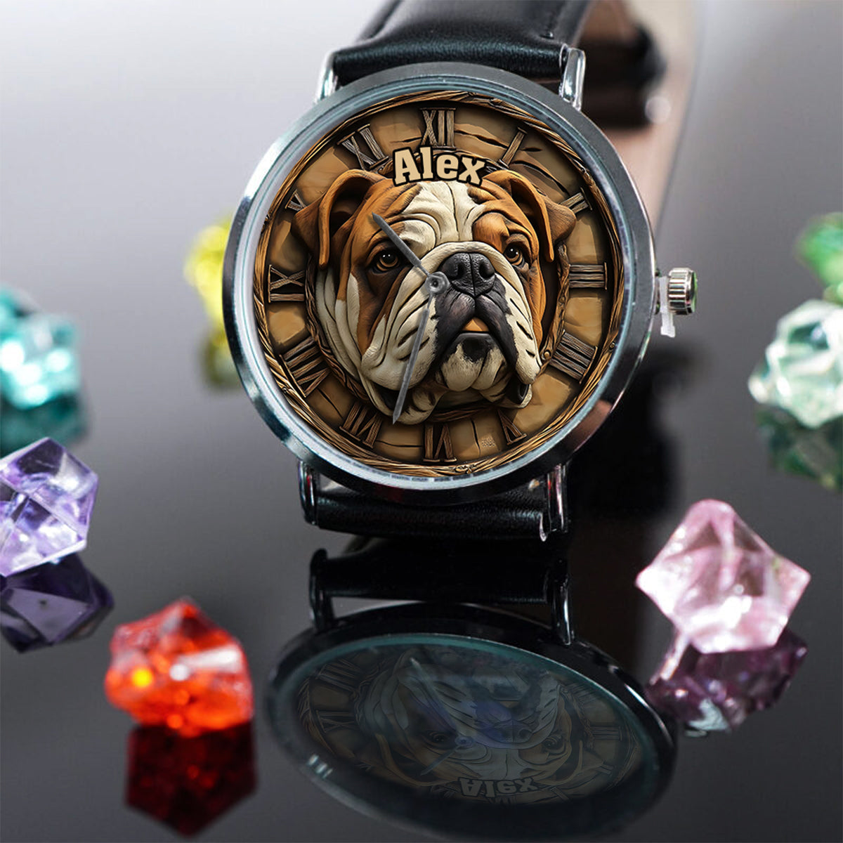 Brave Bulldog - Personalisierte Hunde-Handuhr