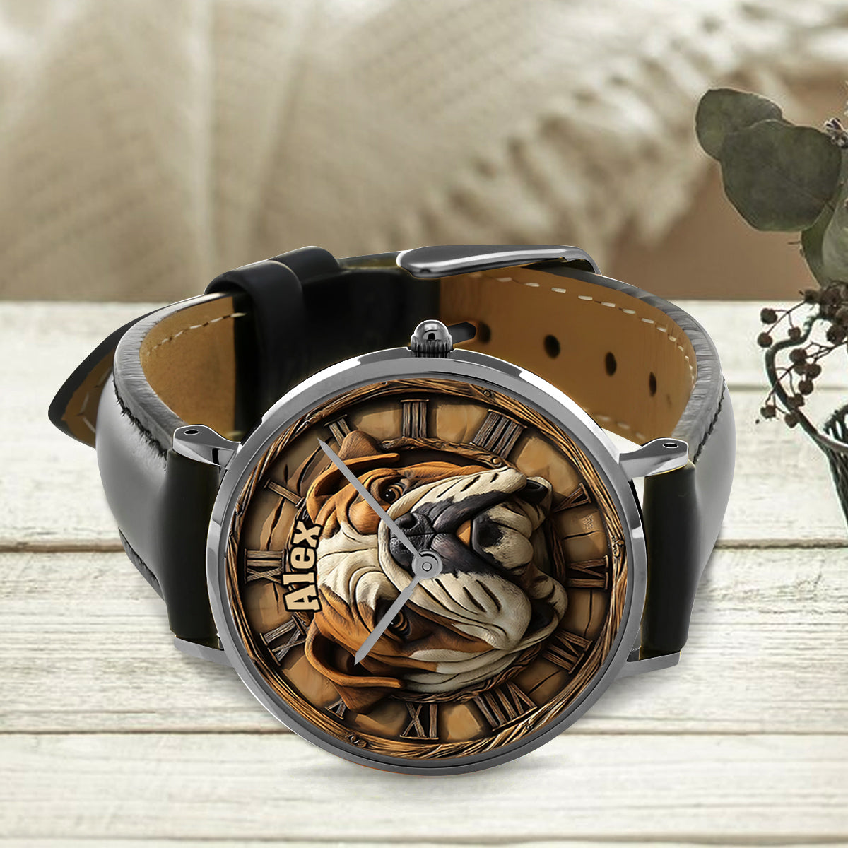 Brave Bulldog - Personalisierte Hunde-Handuhr