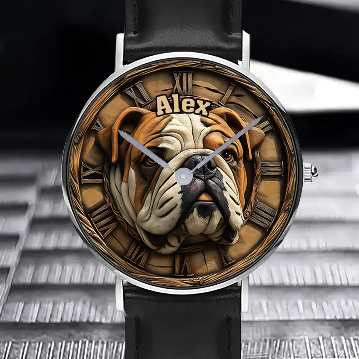 Brave Bulldog - Personalisierte Hunde-Handuhr