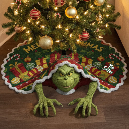 Fröhliche Grinchmas – Personalisierter, stolaförmiger Weihnachtsbaumrock
