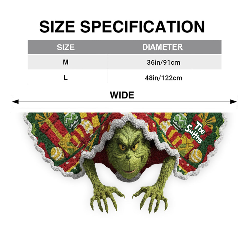 Joyeux Grinchmas - Jupe de sapin personnalisée en forme d'étole de Noël