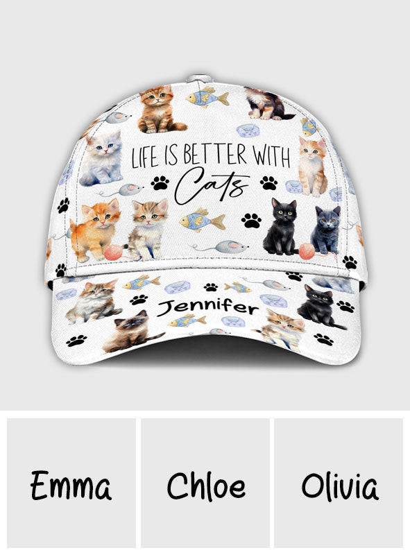 La vie est plus belle avec des chats - Casquette classique personnalisée pour chat